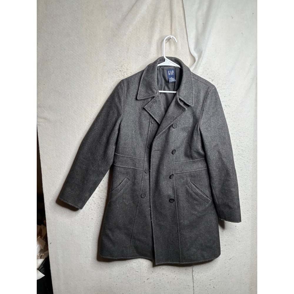 Gap Mens Charcoal Gray Recycled Wool Blend Double Breasted Pea Coat Size M